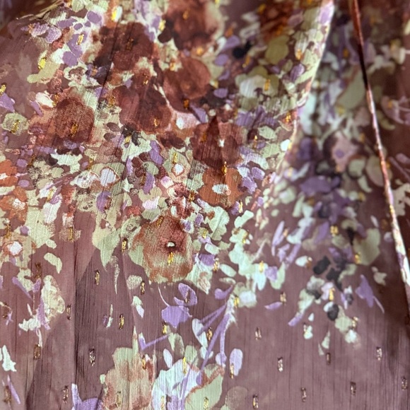 NWT Lovestitch Floral Lurex Chiffon Blouse - Picture 4 of 7